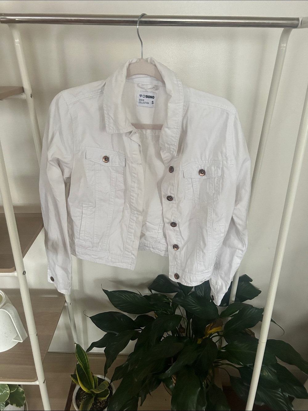 Cisono White Cropped Denim Jacket